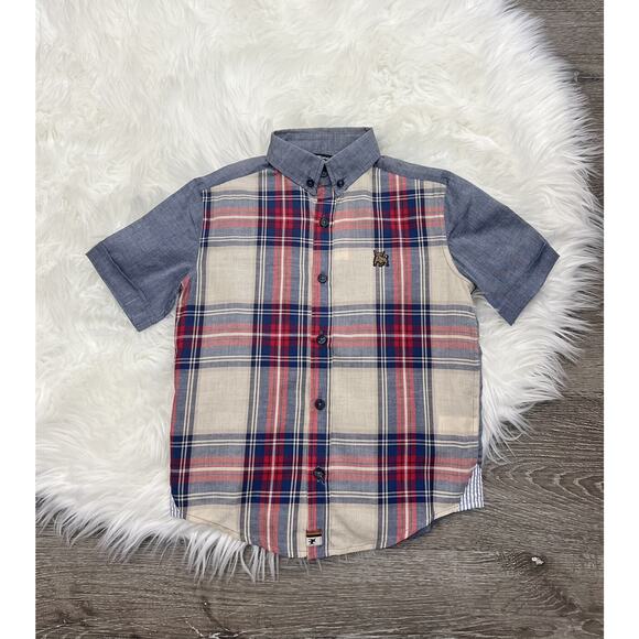 La Miniatura Plaid Navy Shirt Size 4 (MSRP $72) - Picture 1 of 1